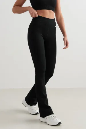 Ribbed Seamless Flare Tights