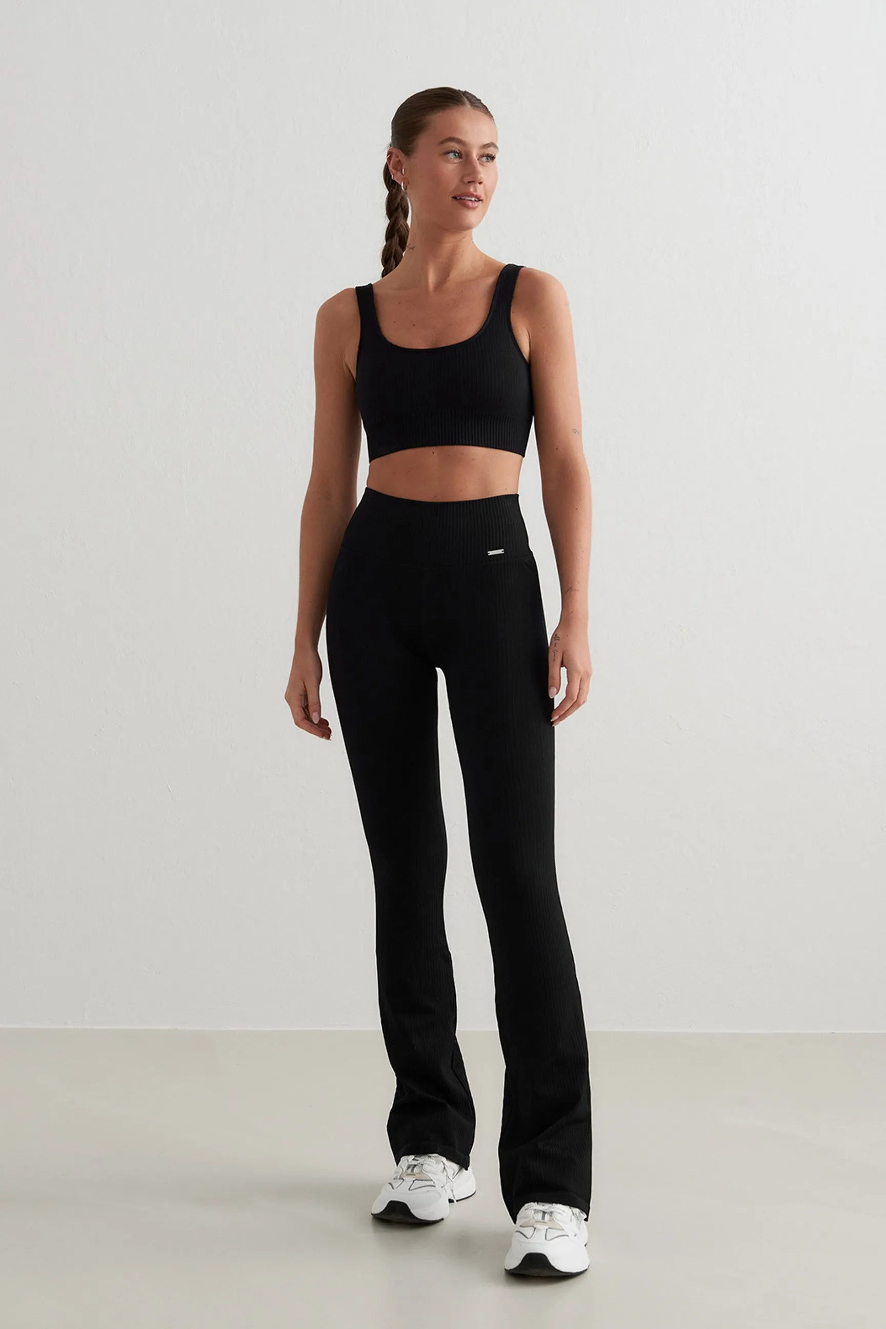 Ribbed Seamless Flare Tights