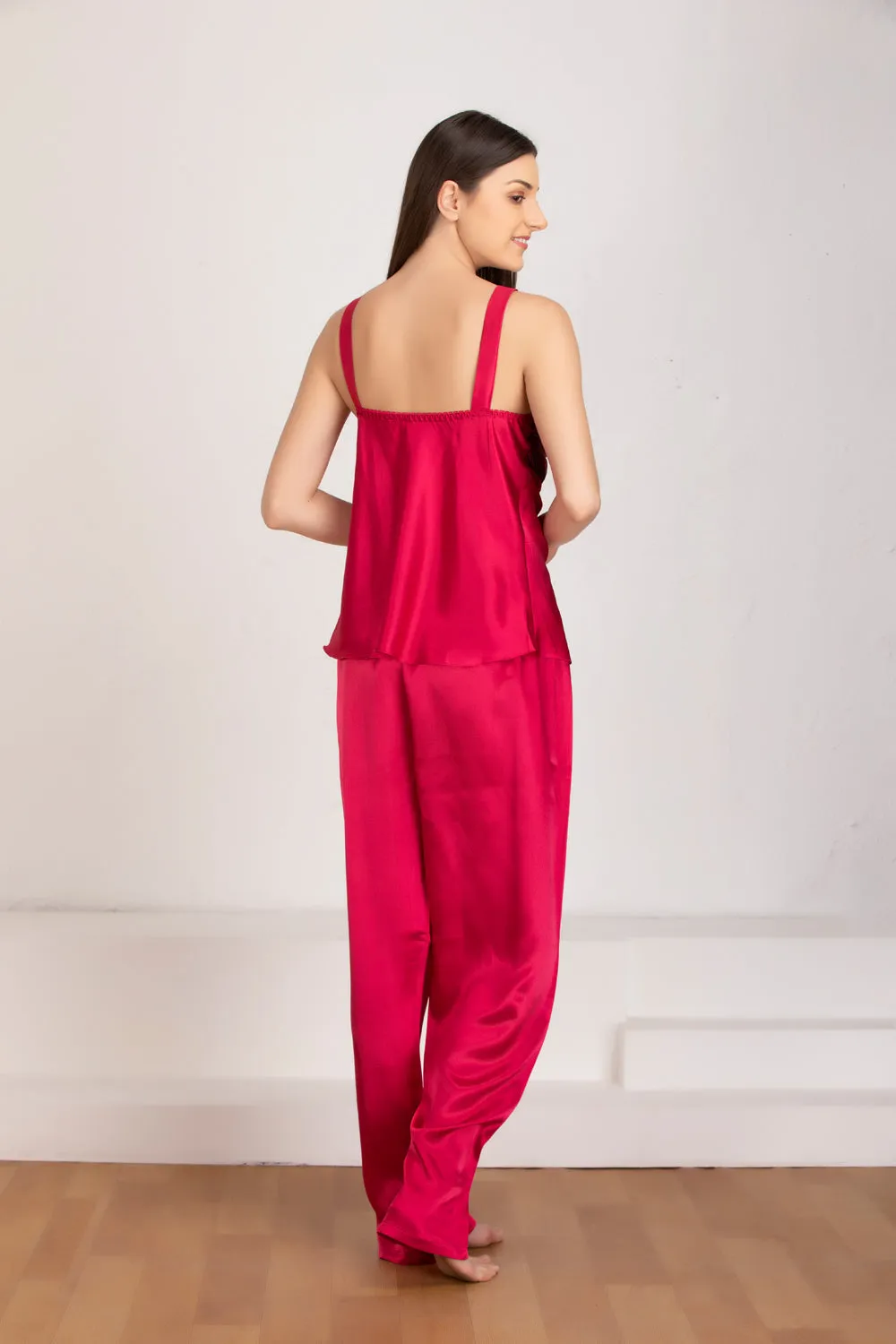 Satin night suit with Floral Robe