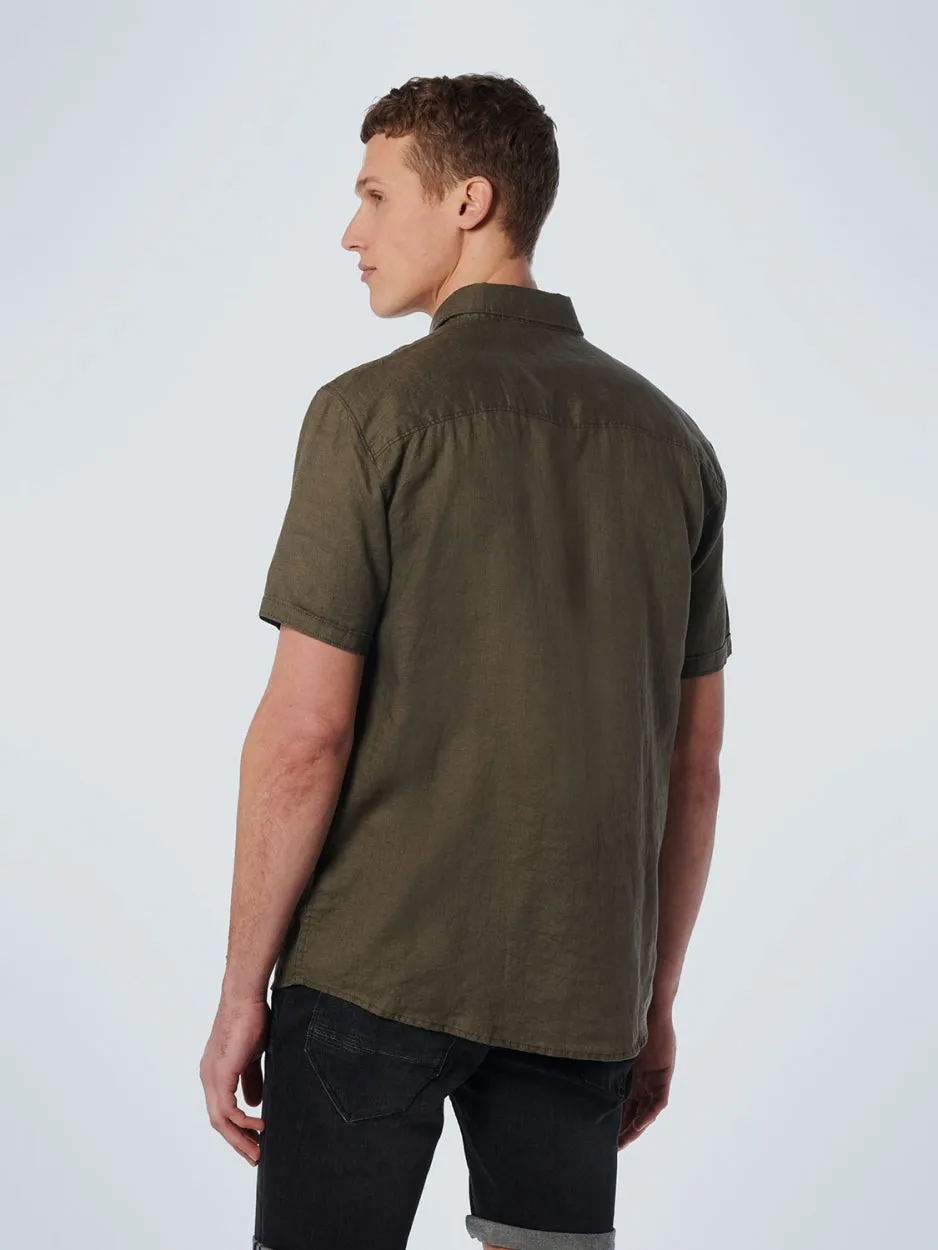 Shirt Short Sleeve Linen Solid | Army