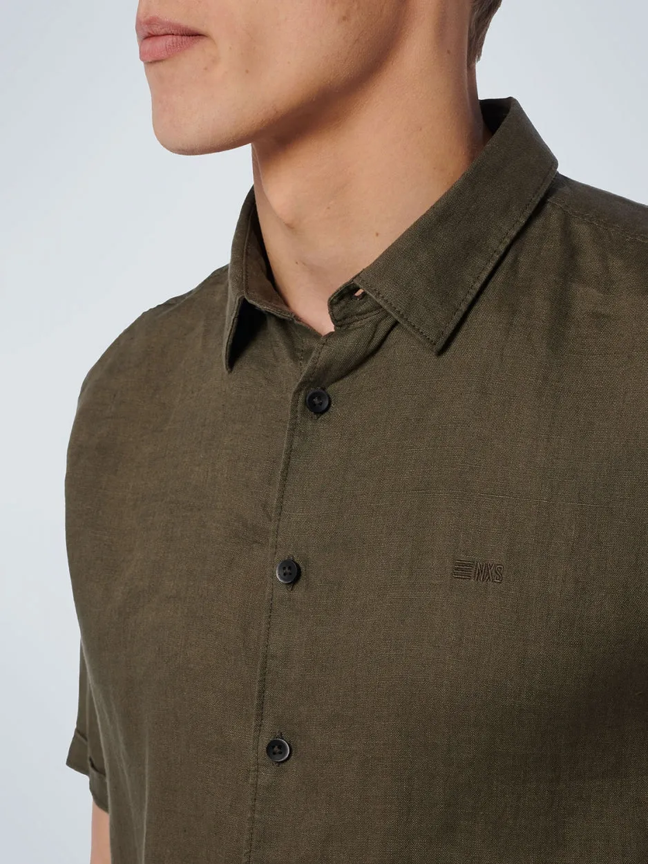 Shirt Short Sleeve Linen Solid | Army