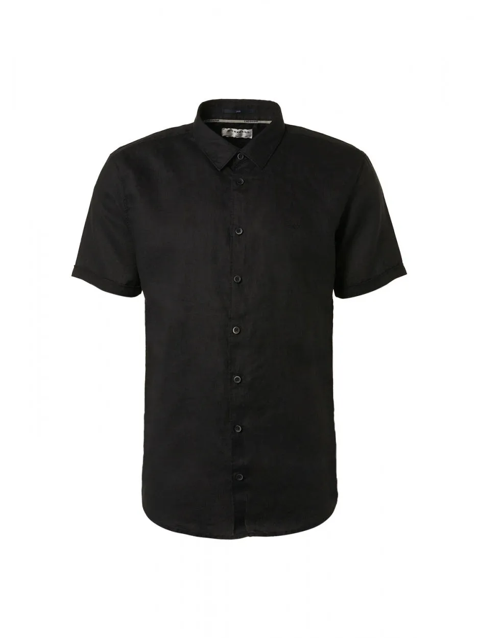Shirt Short Sleeve Linen Solid | Black