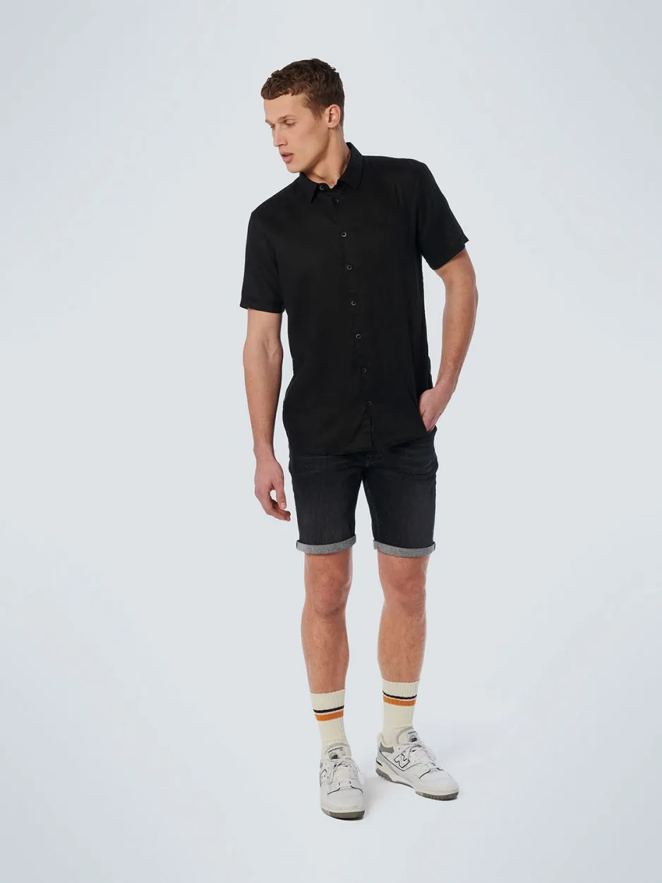 Shirt Short Sleeve Linen Solid | Black