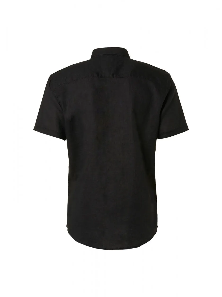 Shirt Short Sleeve Linen Solid | Black