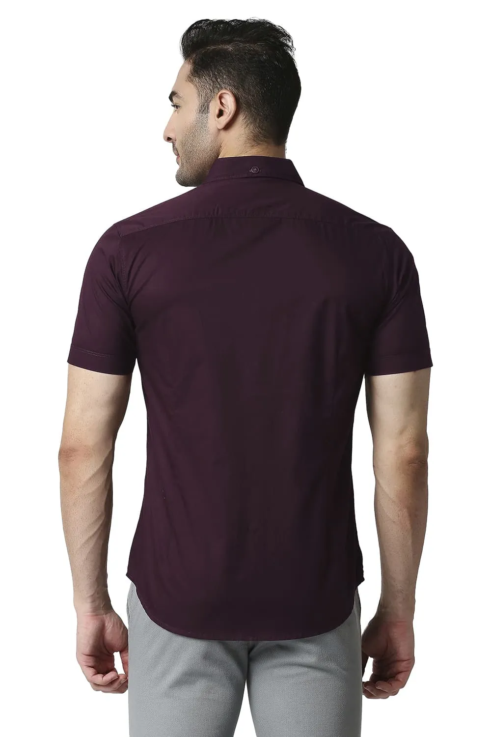 Slim Fit Cotton Twill Halfsleeves Shirt