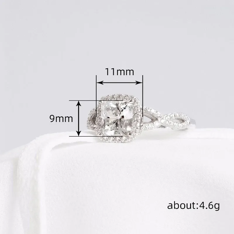 Square Bag Chain Swing Arm Fashion Zircon Women's Ring