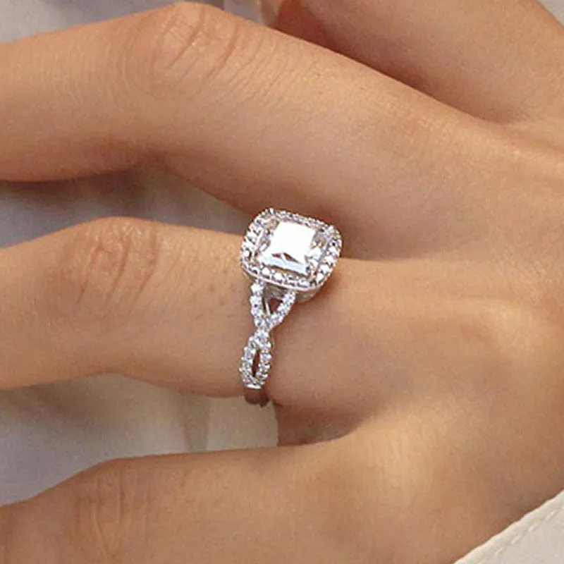 Square Bag Chain Swing Arm Fashion Zircon Women's Ring