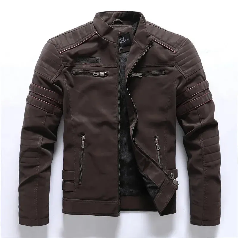 Stuart – Men's Slim-Fit Vintage Multi-pocket Motorcycle Leather Jacket