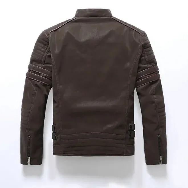 Stuart – Men's Slim-Fit Vintage Multi-pocket Motorcycle Leather Jacket