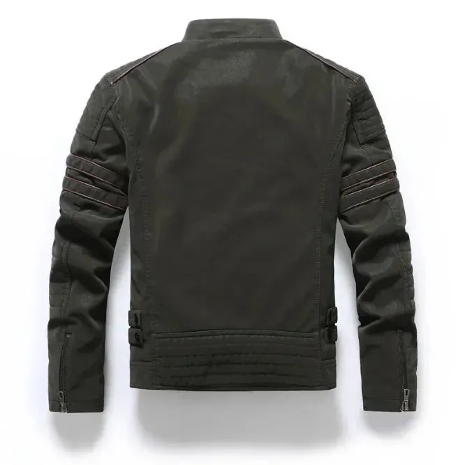 Stuart – Men's Slim-Fit Vintage Multi-pocket Motorcycle Leather Jacket
