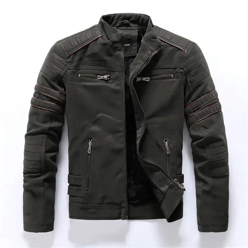 Stuart – Men's Slim-Fit Vintage Multi-pocket Motorcycle Leather Jacket