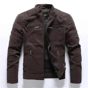 Stuart – Men's Slim-Fit Vintage Multi-pocket Motorcycle Leather Jacket