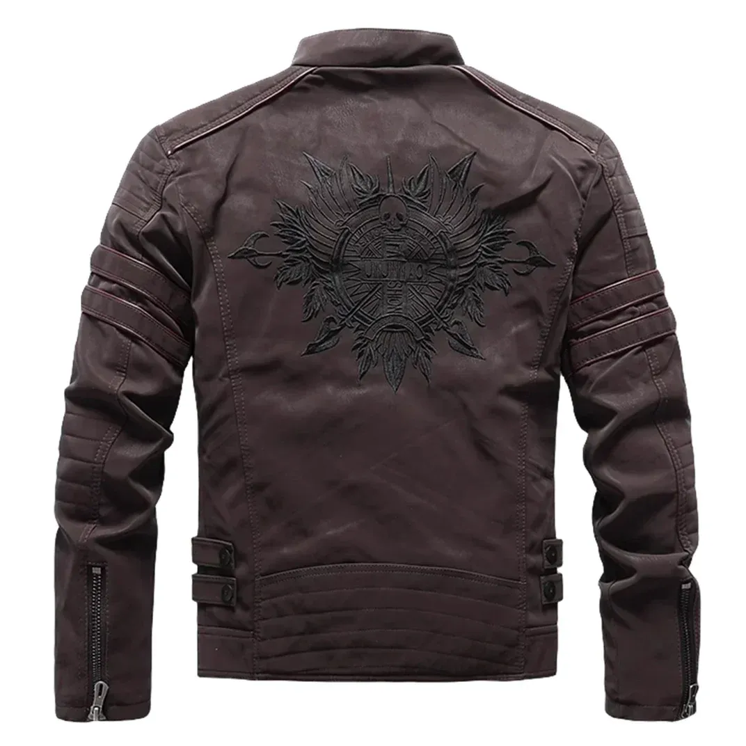 Stuart – Men's Slim-Fit Vintage Multi-pocket Motorcycle Leather Jacket