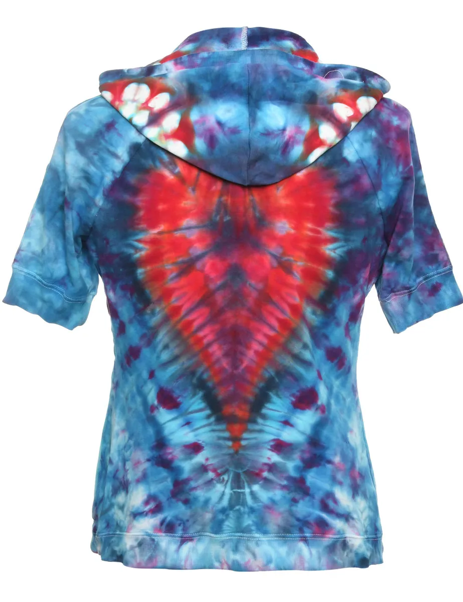 Tie-dye Blue Printed Hoodie - M