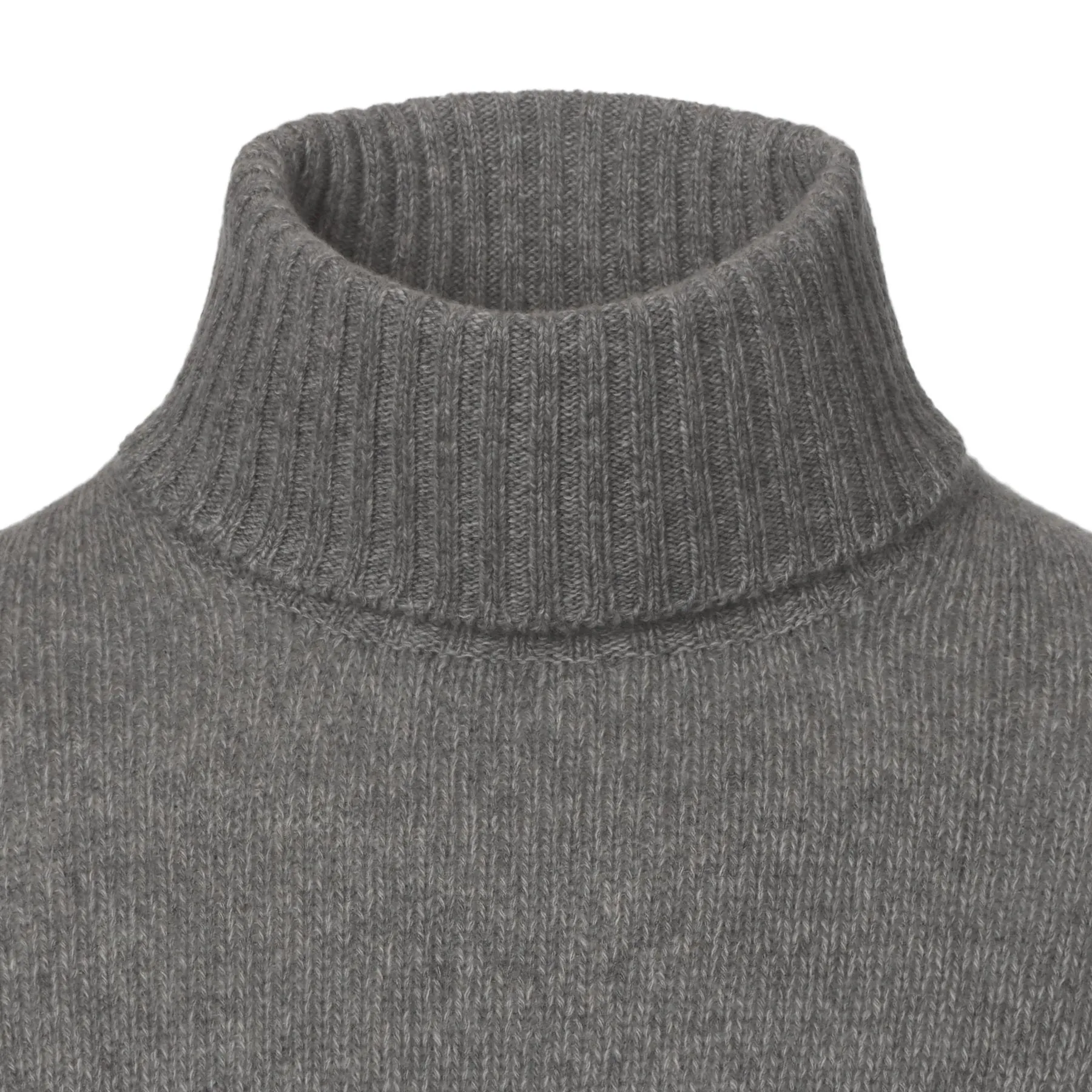 Turtleneck Knitted Cashmere Sweater in Grey