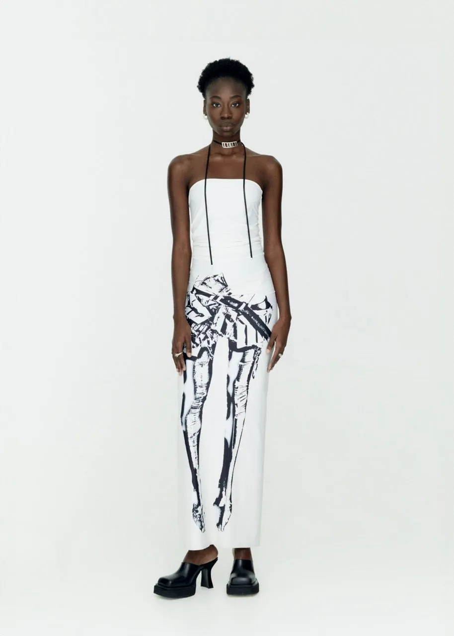 Twirl Skirt Print Dress Ecru