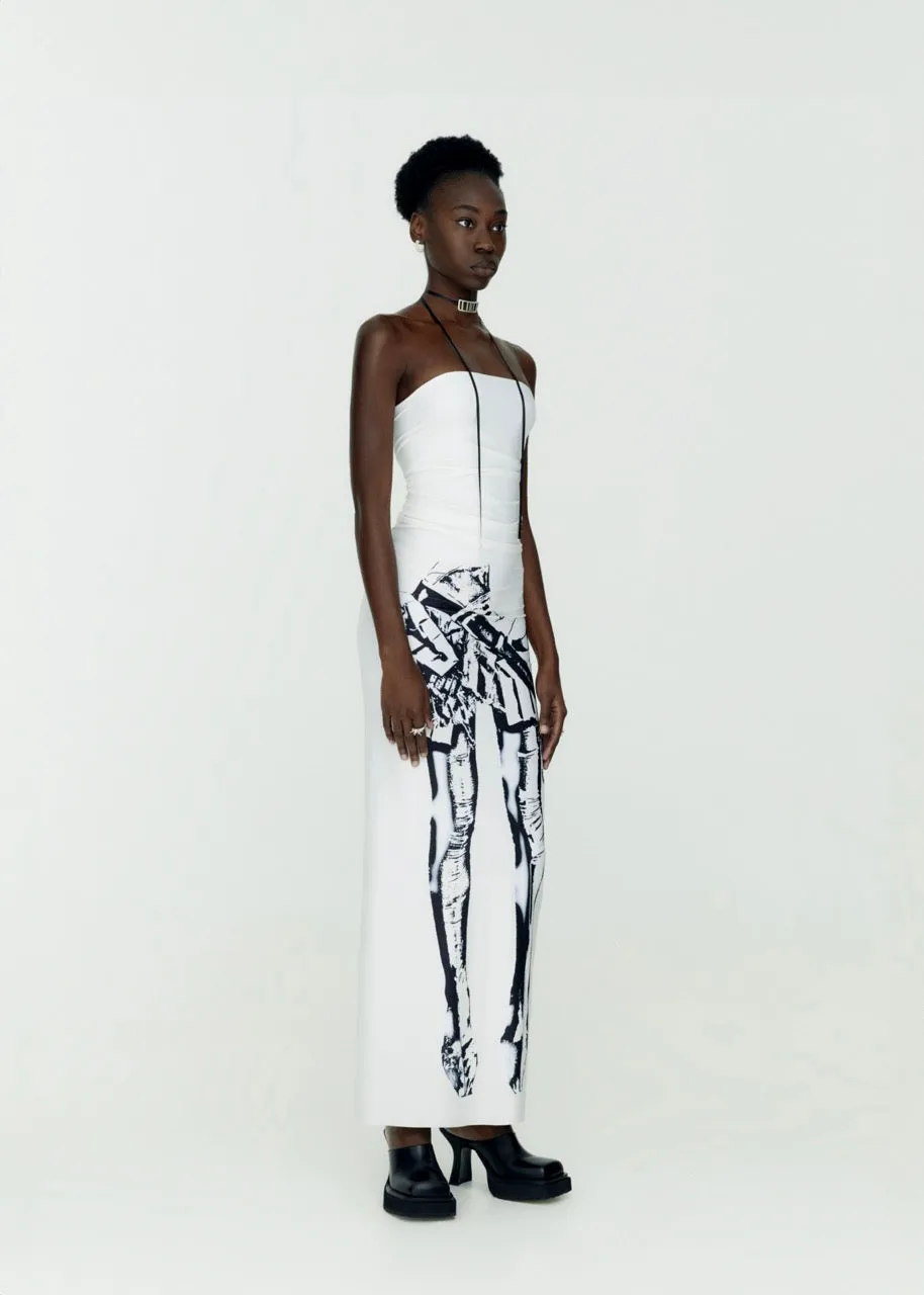 Twirl Skirt Print Dress Ecru