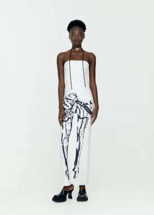 Twirl Skirt Print Dress Ecru