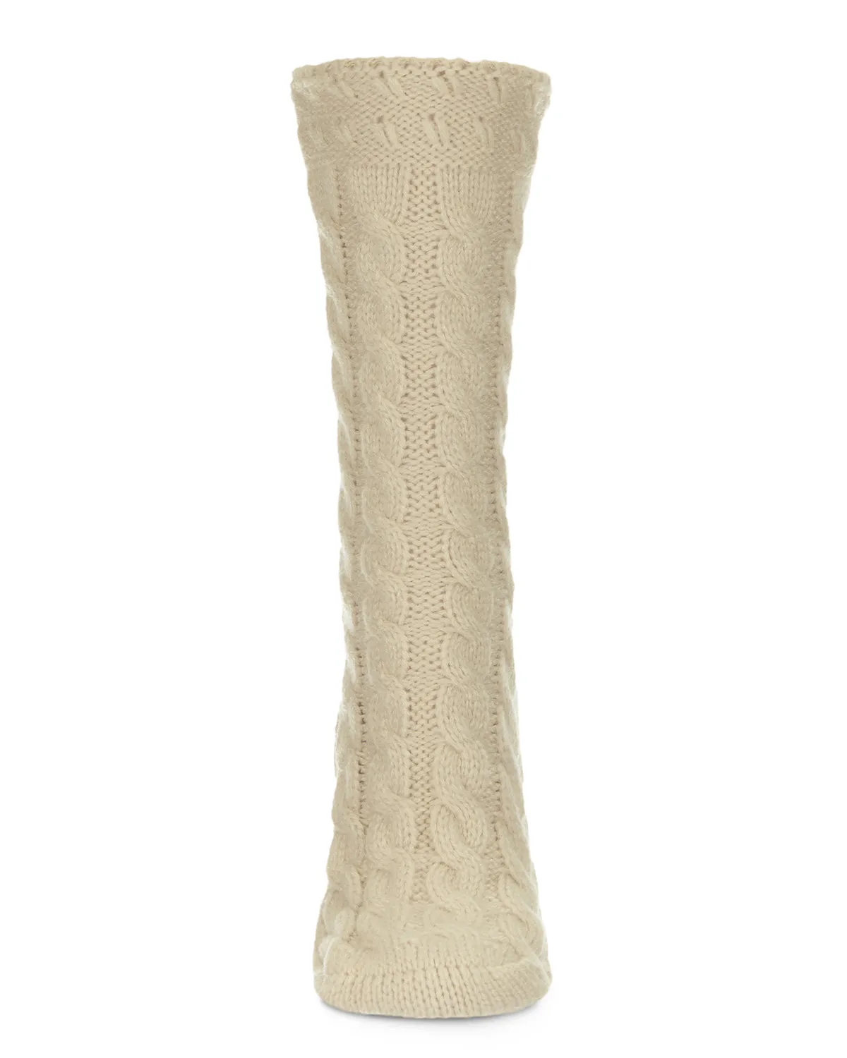 Weaved Flower Chunky Knit Crew Sock