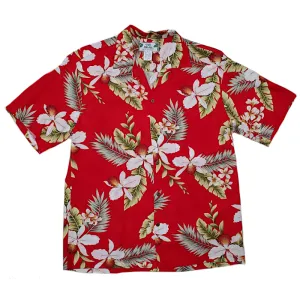 White Orchid Floral Print Shirt | Red