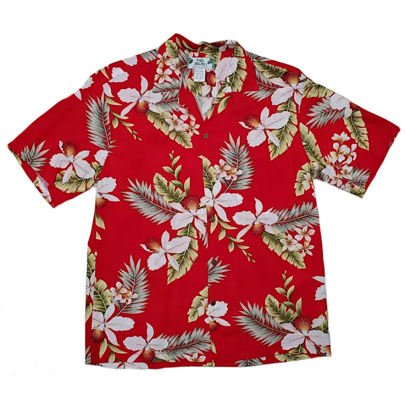 White Orchid Floral Print Shirt | Red