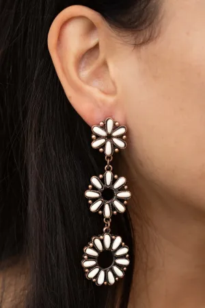 White stone flower studs