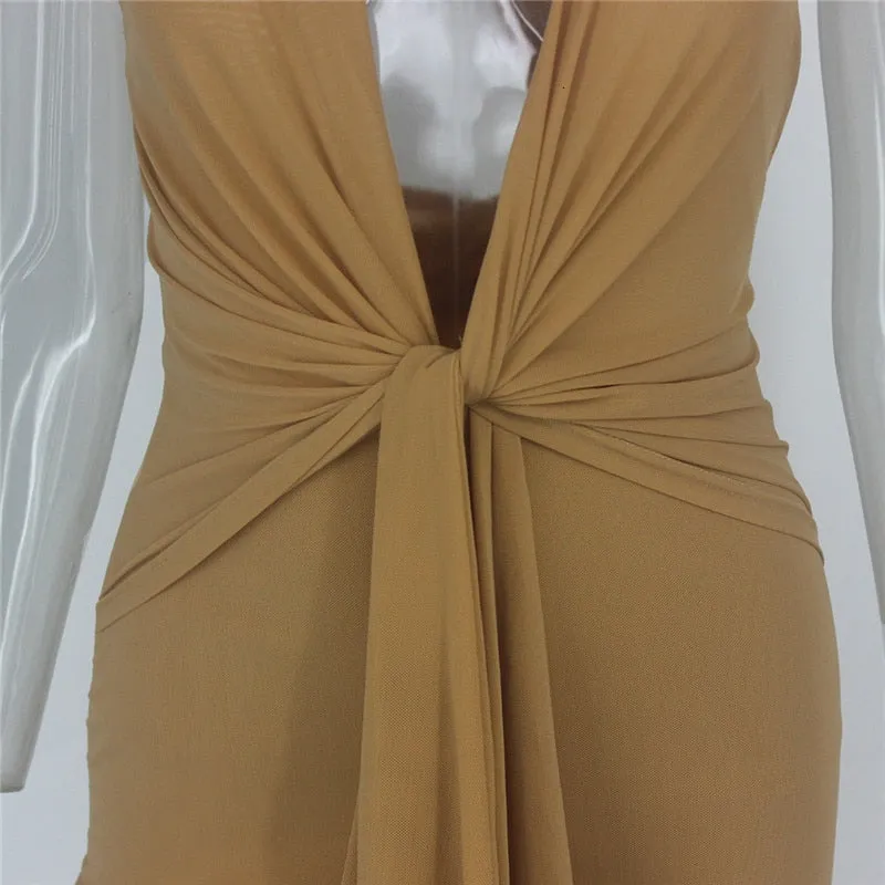 Women's Summer Elastic Backless V-Neck Mini Dress