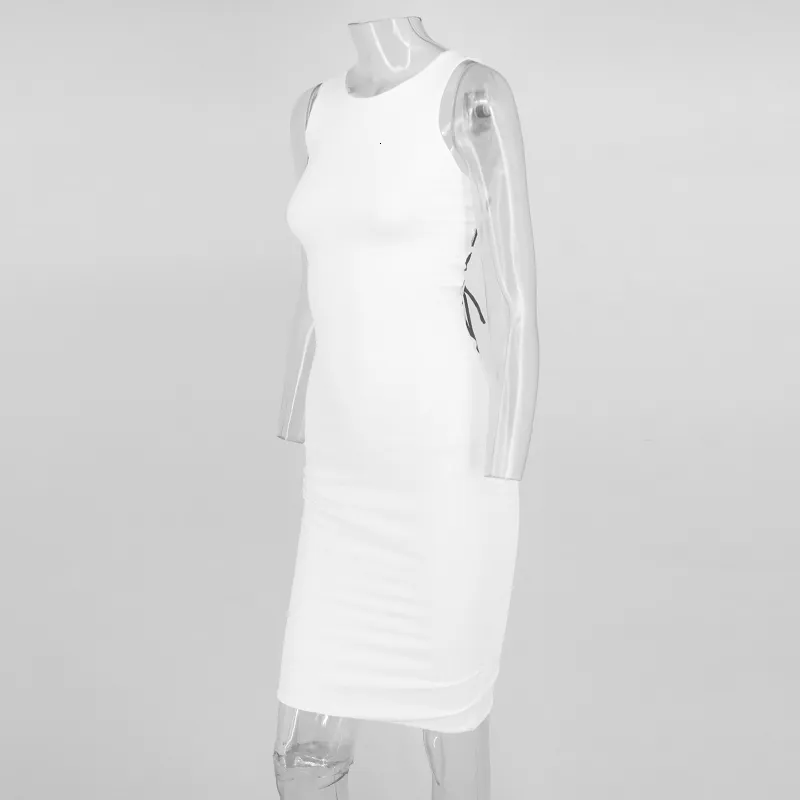 Women's Summer Polyester Sleeveless O-Neck Sheath Dress
