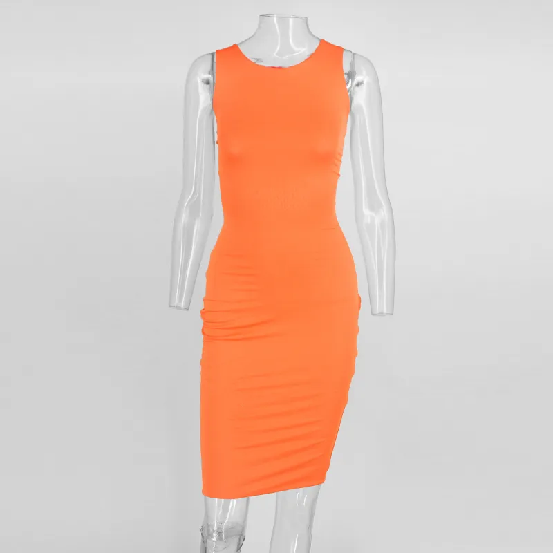 Women's Summer Polyester Sleeveless O-Neck Sheath Dress