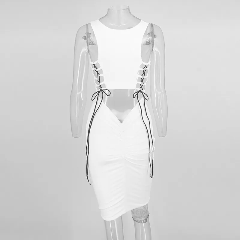 Women's Summer Polyester Sleeveless O-Neck Sheath Dress