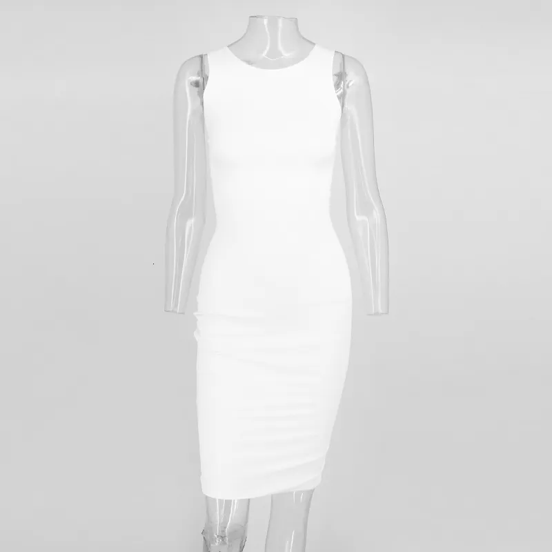 Women's Summer Polyester Sleeveless O-Neck Sheath Dress