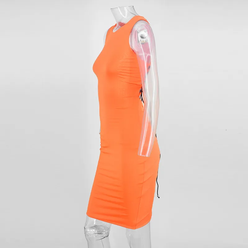 Women's Summer Polyester Sleeveless O-Neck Sheath Dress