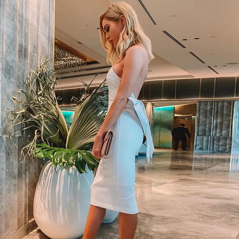 Women's Summer Sheath Backless Sleeveless Dress With Ruffles