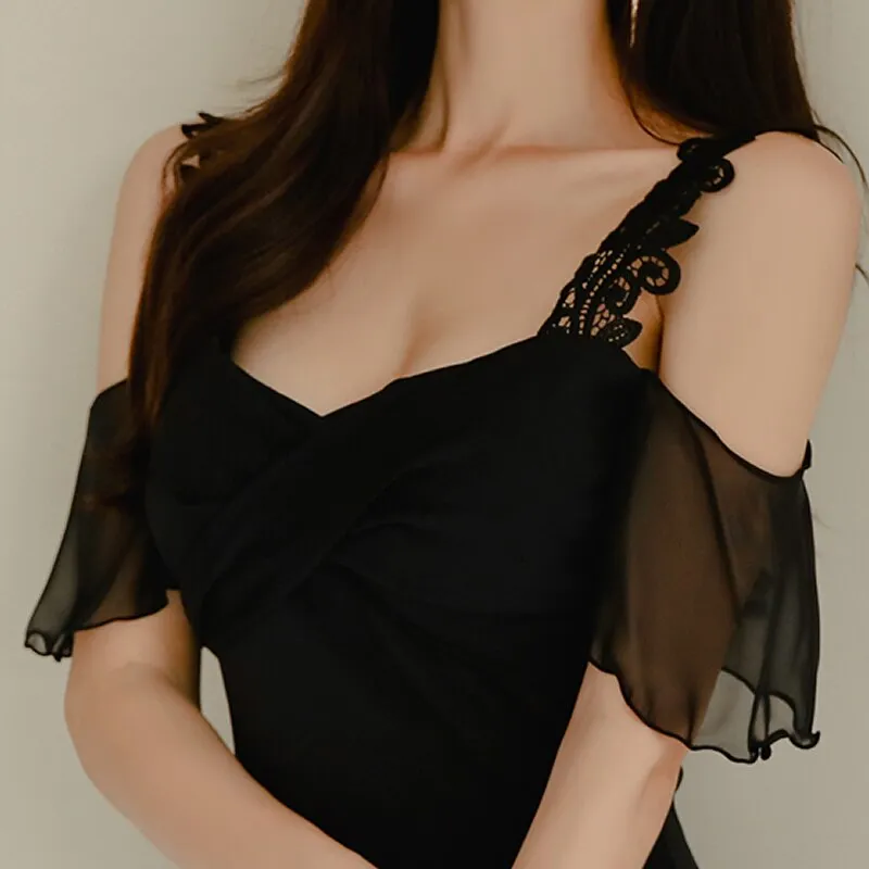 Women's Summer Sheath Chiffon Patchwork Midi Dress
